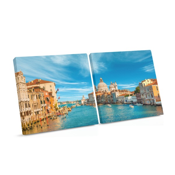 Impression sur Toile Canal de Venise avec Gondoles Amarrées