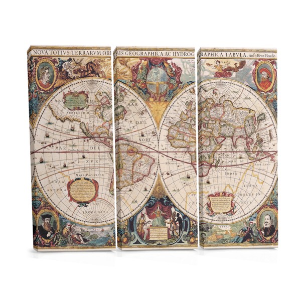 Lienzo Collage de Mapa Geográfico Vintage