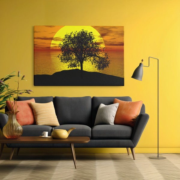 Tri postavy pri západe slnka Canvas Print - na stene v interiéri