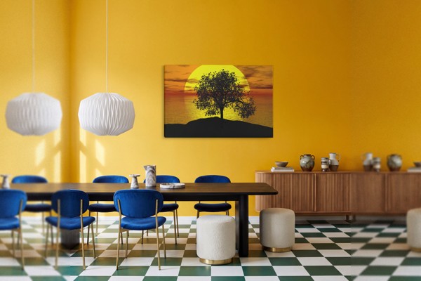 Tri postavy pri západe slnka Canvas Print - na stene v interiéri