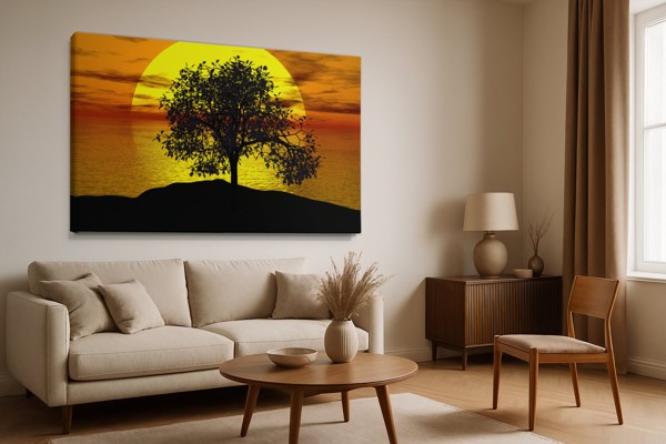 Tri postavy pri západe slnka Canvas Print - na stene v interiéri