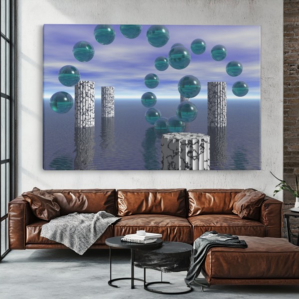 Parallel Realities Abstract Water Collage Canvas Print - on the wall in a room interior