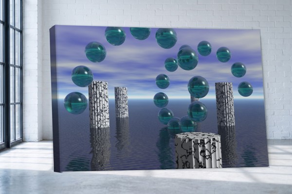 Parallel Realities Abstract Water Collage Canvas Print - on the wall in a room interior