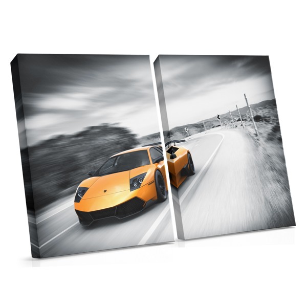 Lamborghini Bianca su Strada Aperta Stampa su Tela