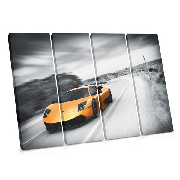 Valge Lamborghini avatud teel kanvaspilt