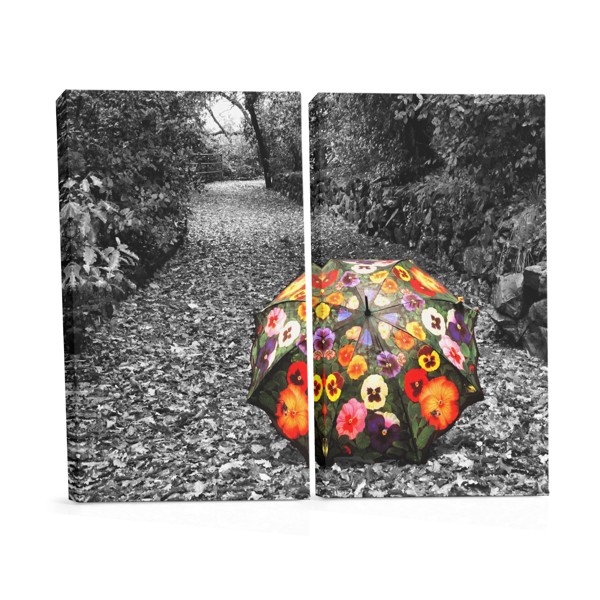 Bunte Wildblumen im Herbstwald Leinwanddruck