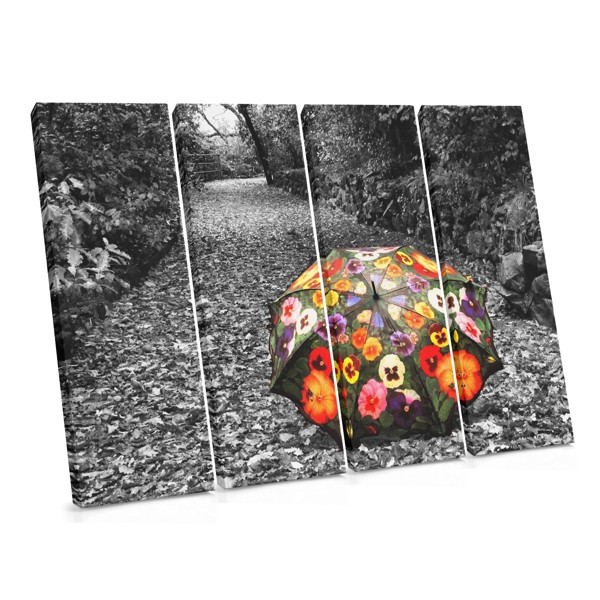 Kleurrijke Wilde Bloemen in Herfstbos Canvas Print