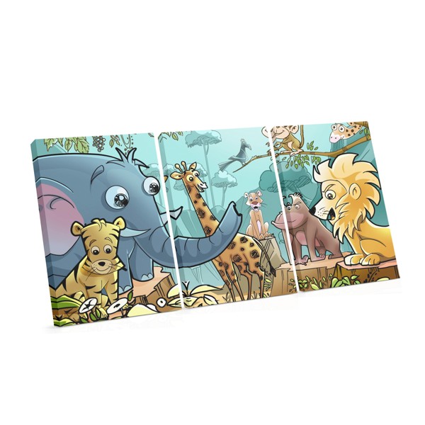 Animirani Jungle Životinje Canvas Print