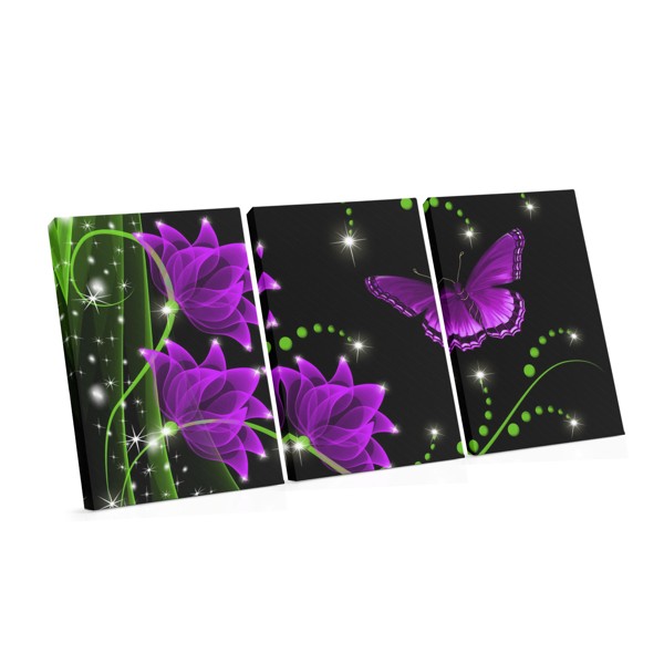 Schmetterlings- und Blumencollage Leinwanddruck