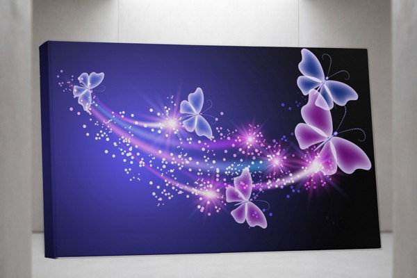 Glitter-Schmetterling und Sterne Leinwanddruck - an der Wand in einem Raum