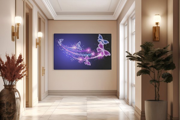 Glitter-Schmetterling und Sterne Leinwanddruck - an der Wand in einem Raum