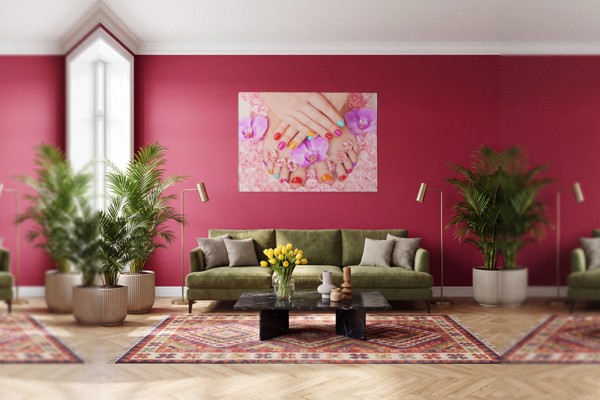 Tablou Canvas Unghii Roz Bubble Gum - pe perete într-un interior