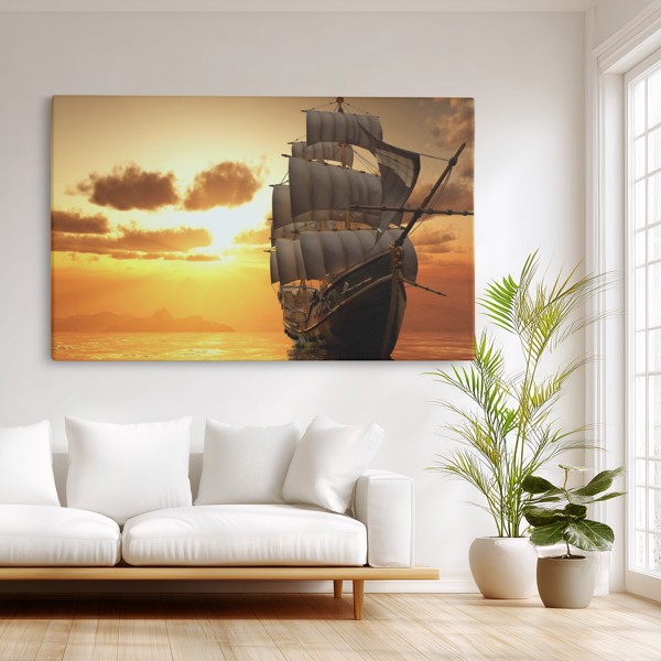 Historisch Oost-Indisch Compagnie Zeilschip Canvas Print - aan de muur in een interieur