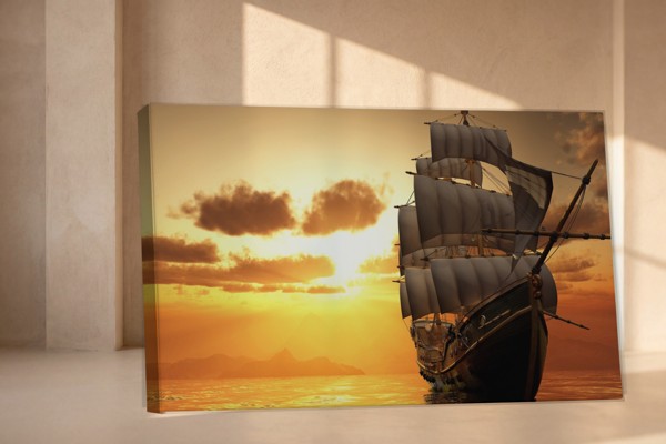 Historisch Oost-Indisch Compagnie Zeilschip Canvas Print - aan de muur in een interieur