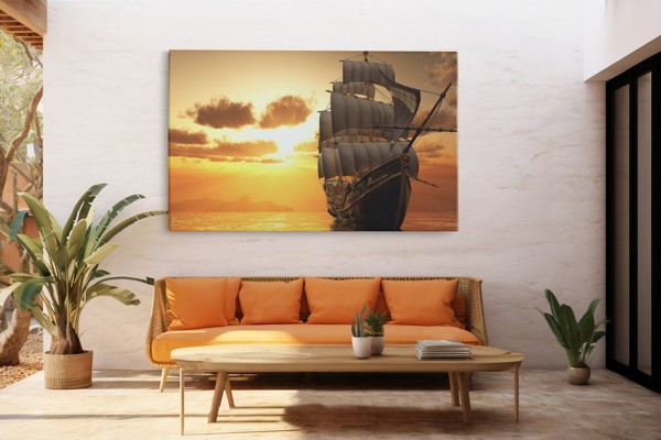 Historisch Oost-Indisch Compagnie Zeilschip Canvas Print - aan de muur in een interieur