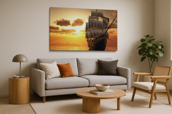 Historisch Oost-Indisch Compagnie Zeilschip Canvas Print - aan de muur in een interieur