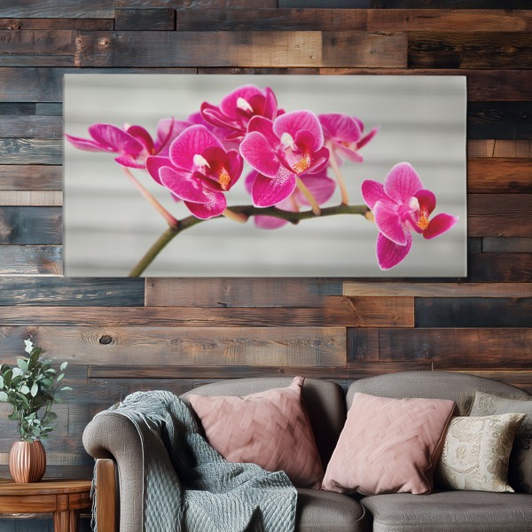 Lienzo Ramo de Orquídeas Rosas - en la pared de un interior