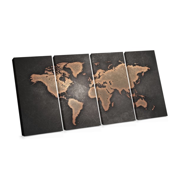 Mapa Mundi Vintage em Tela - Arte de Geografia Antiga