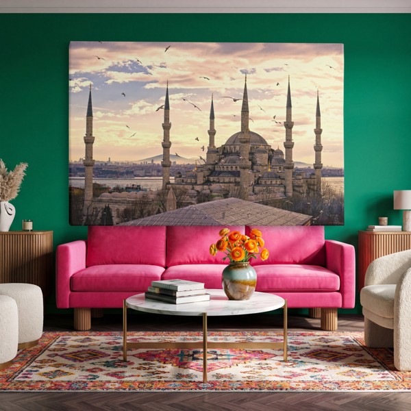 Sultanahmetská mešita Istanbul na plátně - na stěně v interiéru