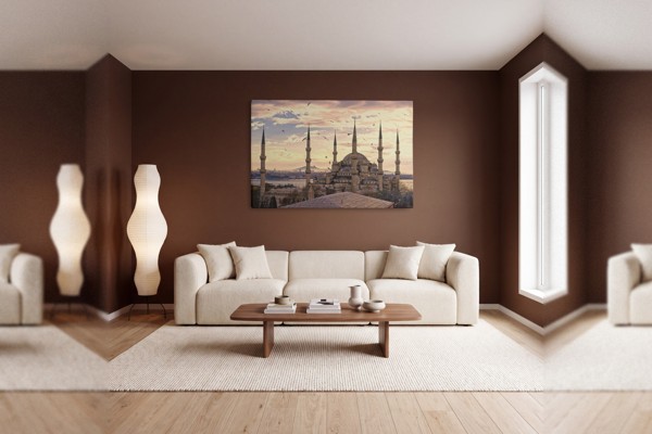 Sultanahmetská mešita Istanbul na plátně - na stěně v interiéru