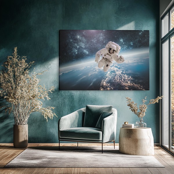 Djup rymdnebulosa Canvas Print - på väggen i ett rum
