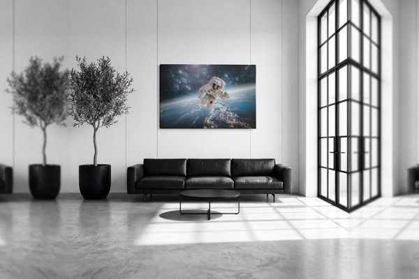 Djup rymdnebulosa Canvas Print - på väggen i ett rum