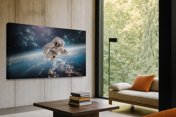 Djup rymdnebulosa Canvas Print - på väggen i ett rum