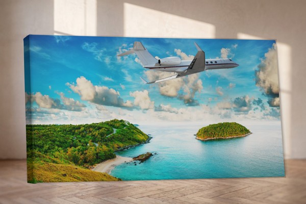 Lienzo Vista Aérea de Islas Turquesas - en la pared de un interior