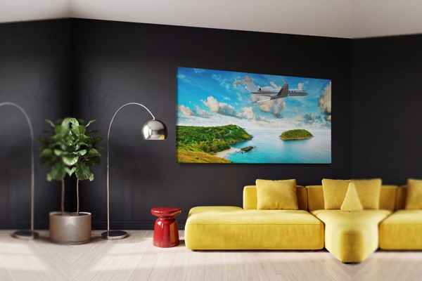 Lienzo Vista Aérea de Islas Turquesas - en la pared de un interior
