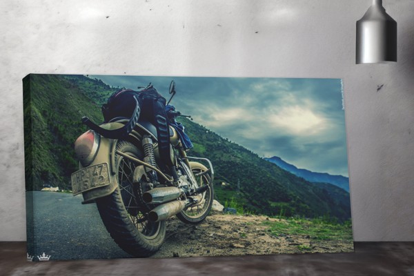 Motorcycle Road Journey Canvas Print - on the wall in a room interior