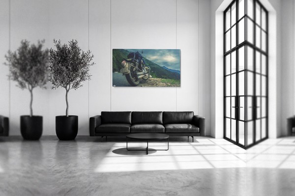 Motorcycle Road Journey Canvas Print - on the wall in a room interior