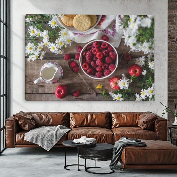 Fresh Summer Fruits Breakfast Canvas Print - on the wall in a room interior