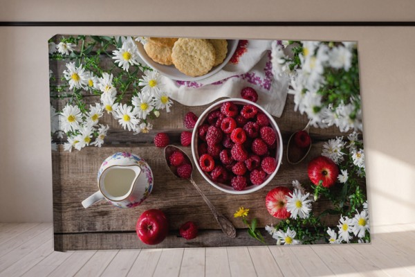 Fresh Summer Fruits Breakfast Canvas Print - on the wall in a room interior
