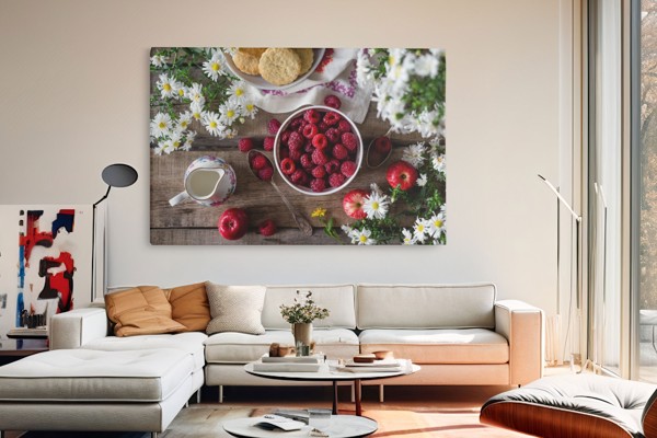 Fresh Summer Fruits Breakfast Canvas Print - on the wall in a room interior