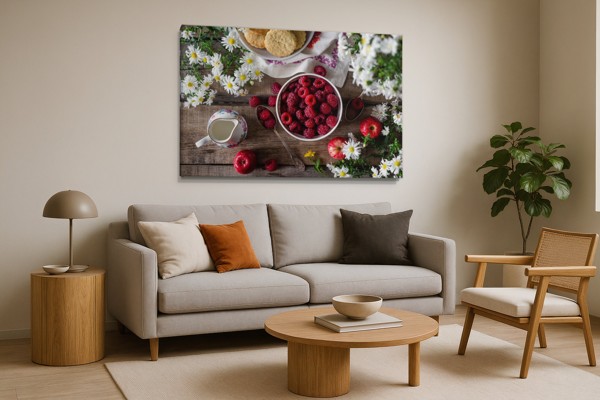 Fresh Summer Fruits Breakfast Canvas Print - on the wall in a room interior