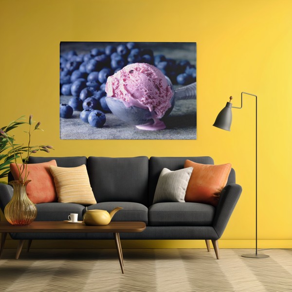 Blueberry Ice Cream Canvas Print - on the wall in a room interior