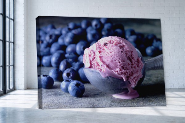 Blueberry Ice Cream Canvas Print - on the wall in a room interior