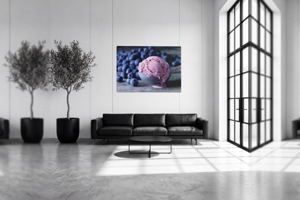Blueberry Ice Cream Canvas Print - on the wall in a room interior