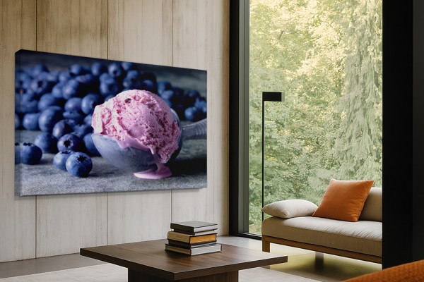 Blueberry Ice Cream Canvas Print - on the wall in a room interior