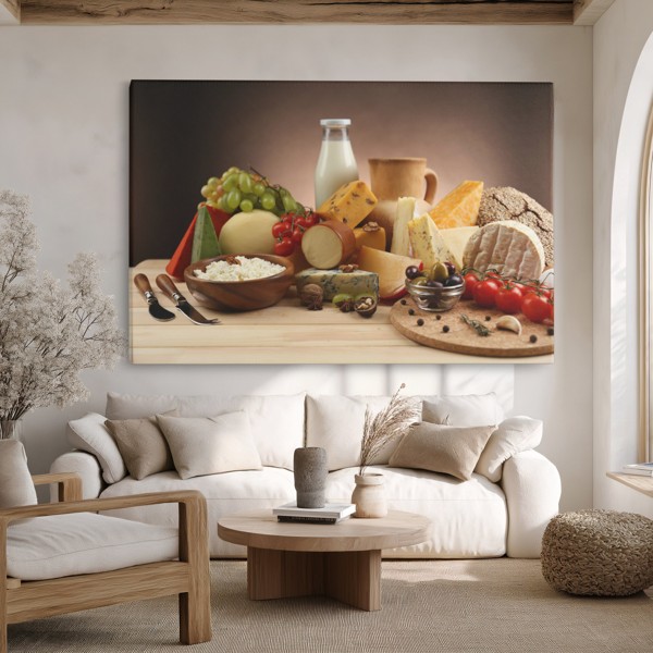 Tablou Canvas Natură Moartă cu Brânză - pe perete într-un interior