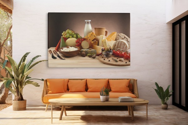 Tablou Canvas Natură Moartă cu Brânză - pe perete într-un interior