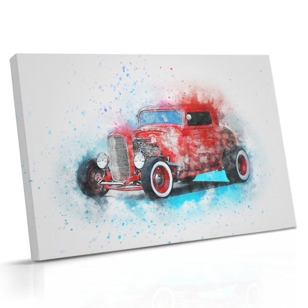 Abstrakt Retro Automobil Lærredstryk