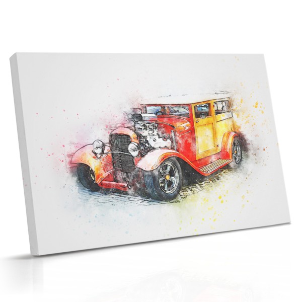 Abstrakt Retro Automobil Lærredstryk