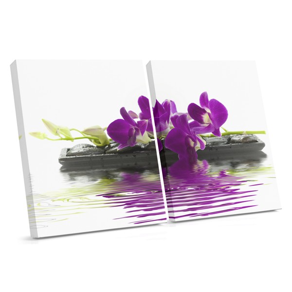 Toile Orchidée Blanche avec Reflet de Bambou
