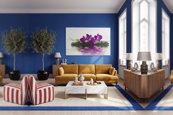 Witte Orchidee met Bamboe Reflectie Canvas Print - aan de muur in een interieur