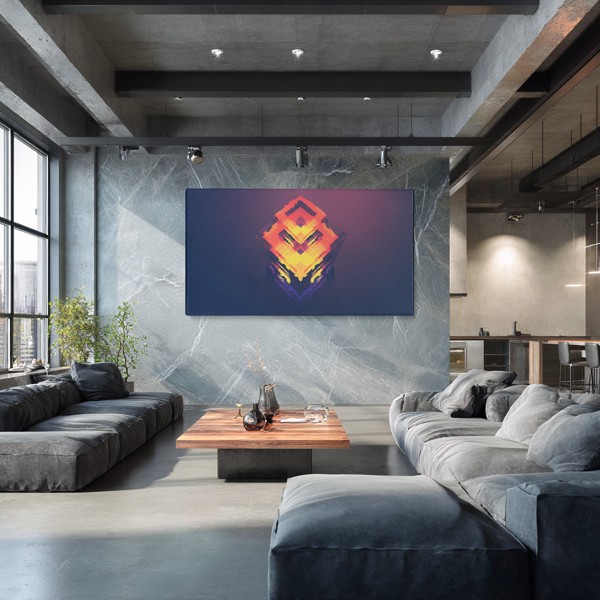 Lienzo Impreso de Escultura Geométrica Abstracta 3D - en la pared de un interior