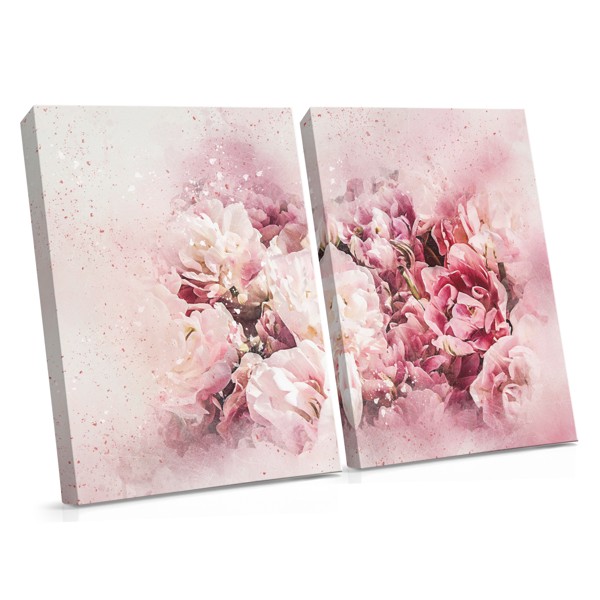 Toile Fleurs Roses Abstraites