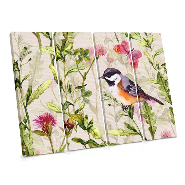 Lentevogel in roze bloesems canvas print