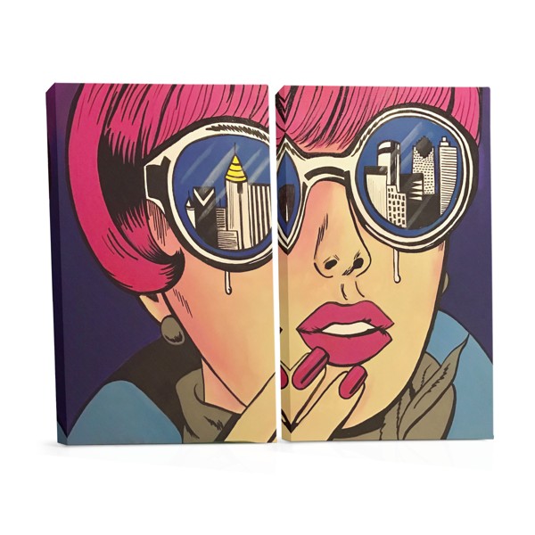 Stampa su Tela Pop Art Ragazza con Occhiali