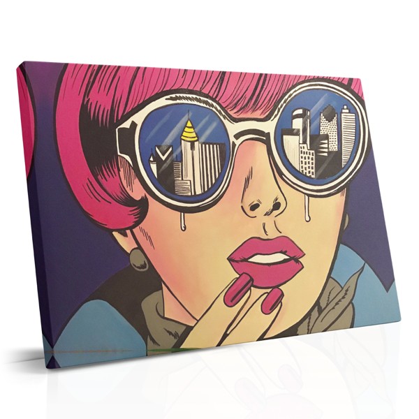 Lienzo Pop Art Chica con Gafas